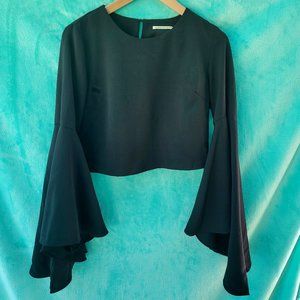 NEW gorgeous Mustard Seed bell sleeve black crop top size small